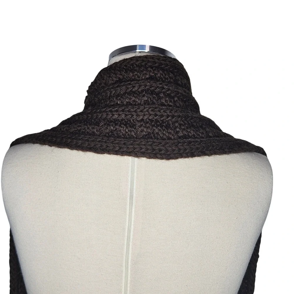 The‎ North Face Brown Cable Knit Scarf Chunky Winter Neck Warmer Unisex Logo - Picture 4 of 4